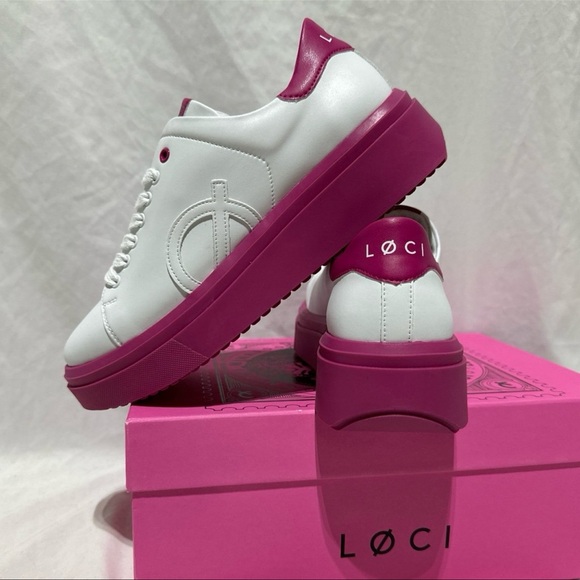 Nicki Minaj Loci The Pink Print White Fushia Purple Shoes New Womans Designer - Picture 10 of 12